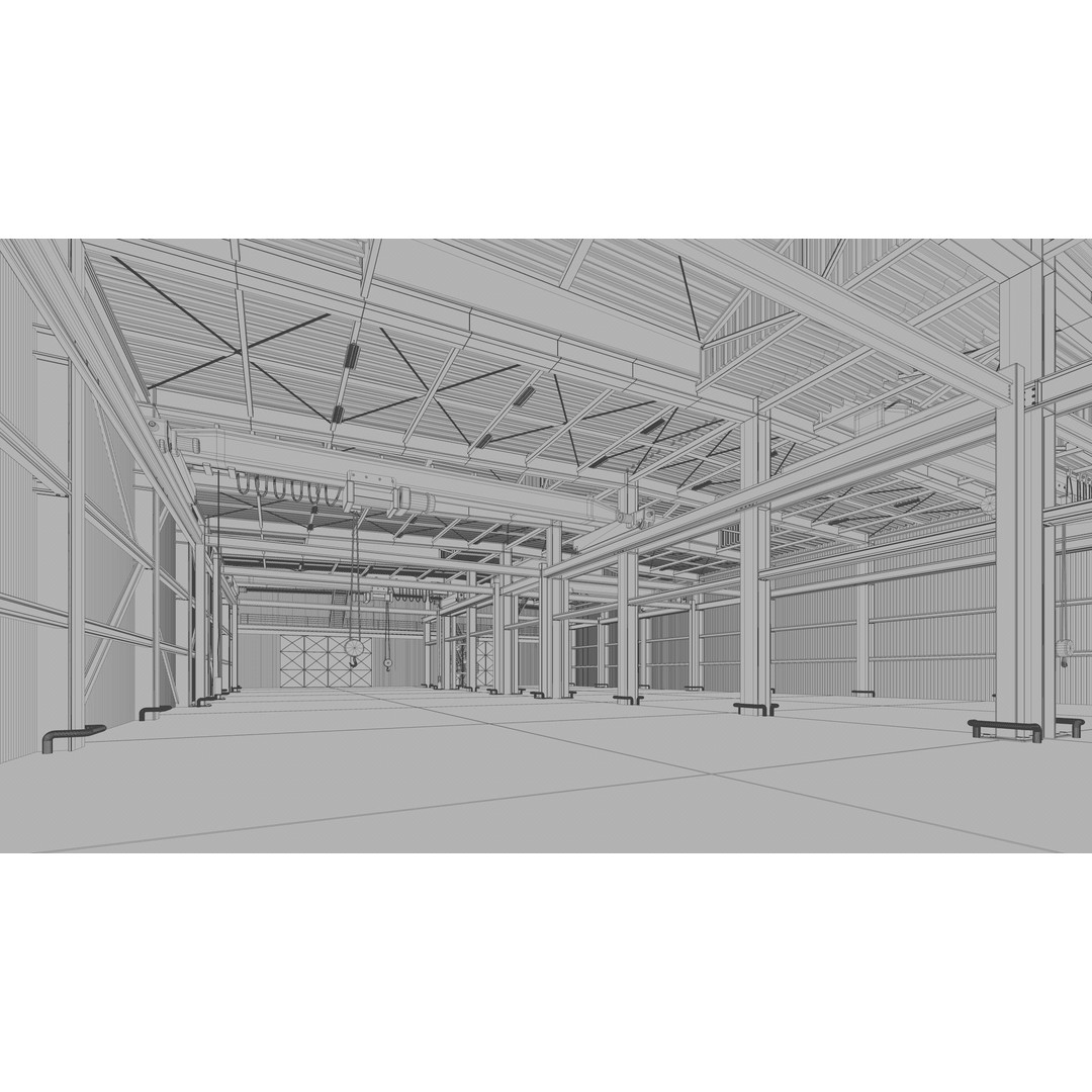 Warehouse Interior 3D Model – Detailed Industrial Design, FBX, OBJ - View 23