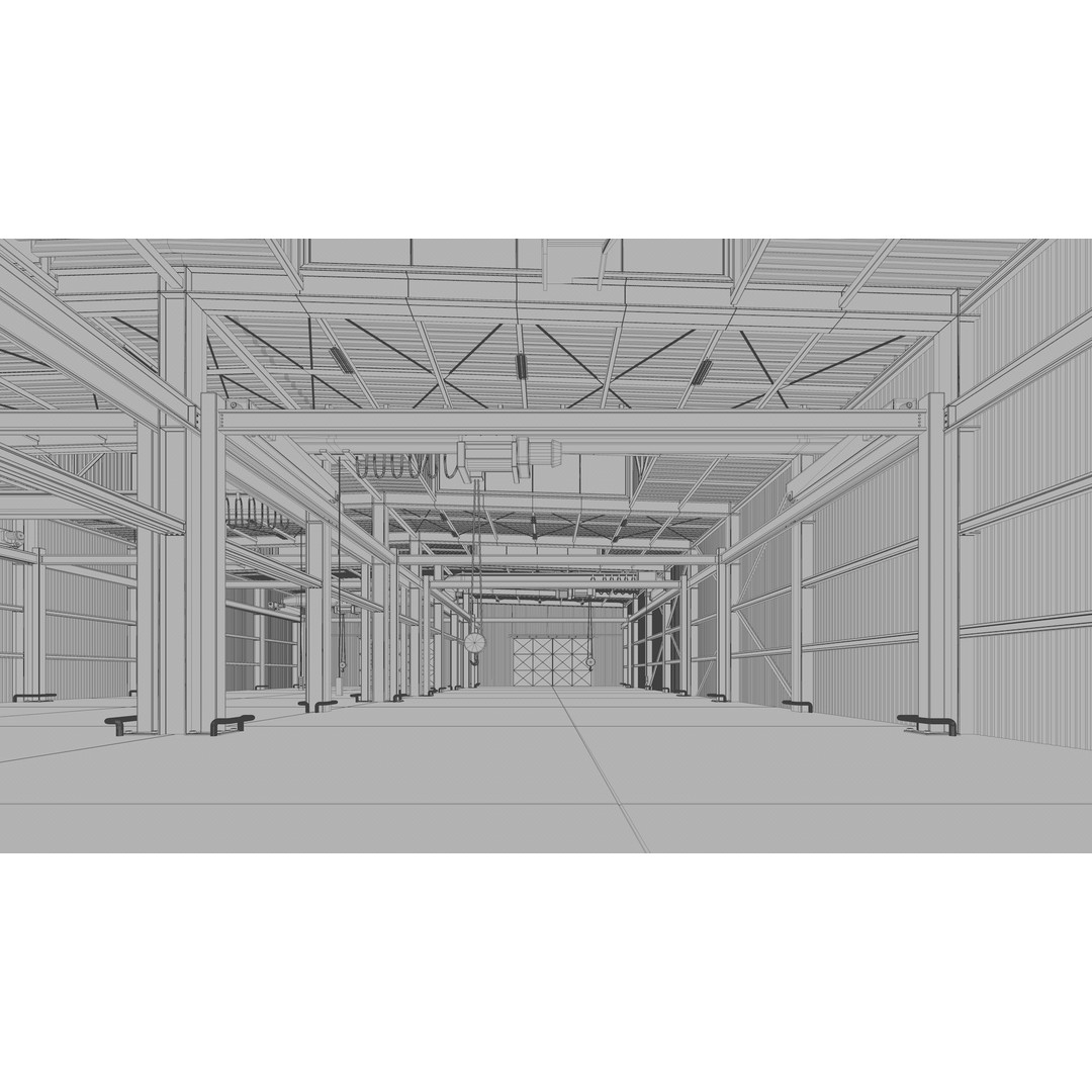 Warehouse Interior 3D Model – Detailed Industrial Design, FBX, OBJ - View 25