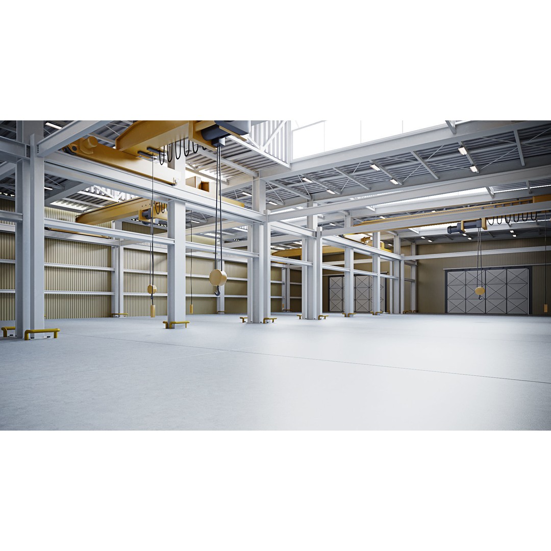 Warehouse Interior 3D Model – Detailed Industrial Design, FBX, OBJ - View 3