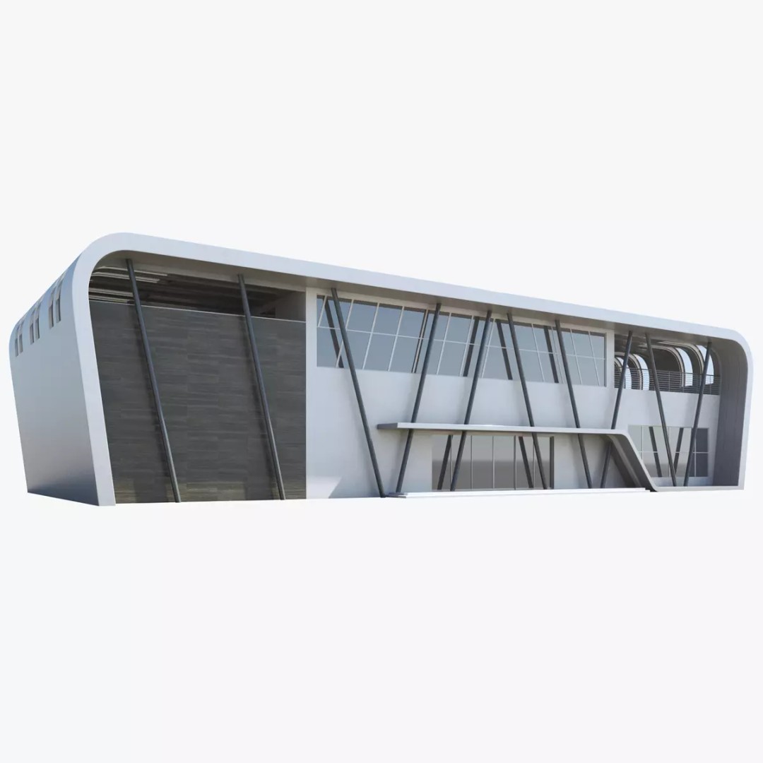 Modern Building 3D Model – PBR Textures, FBX, Blender, Game Ready - View 2