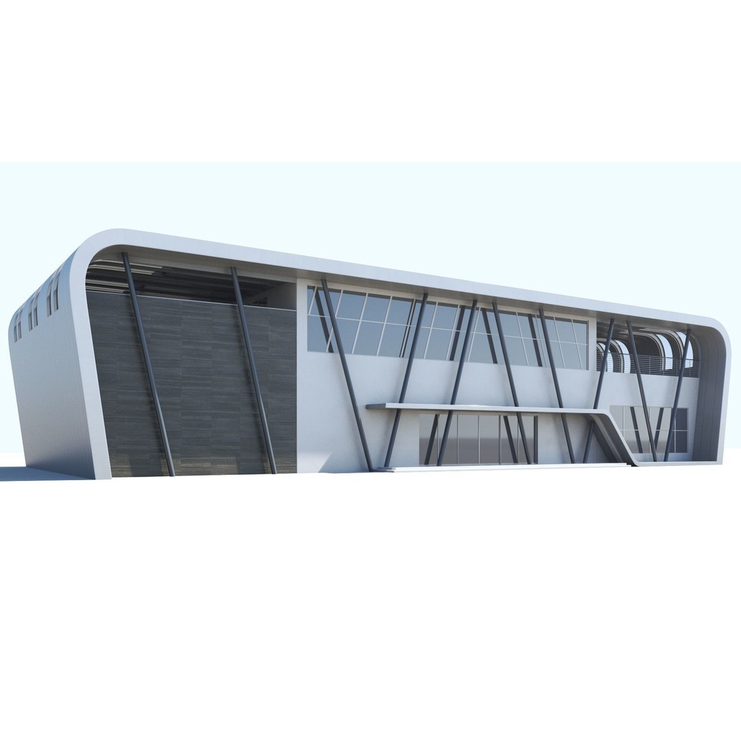 Modern Building 3D Model – PBR Textures, FBX, Blender, Game Ready - View 3