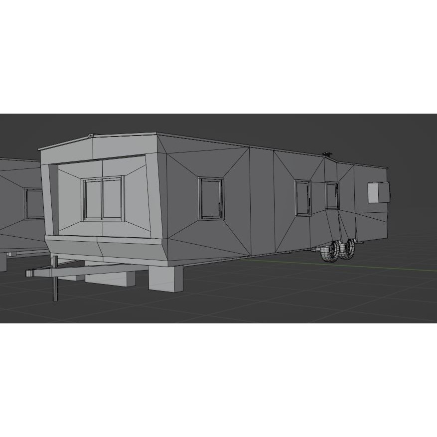 Trailer House 3D Model – Low Poly Game Asset, FBX & Blender