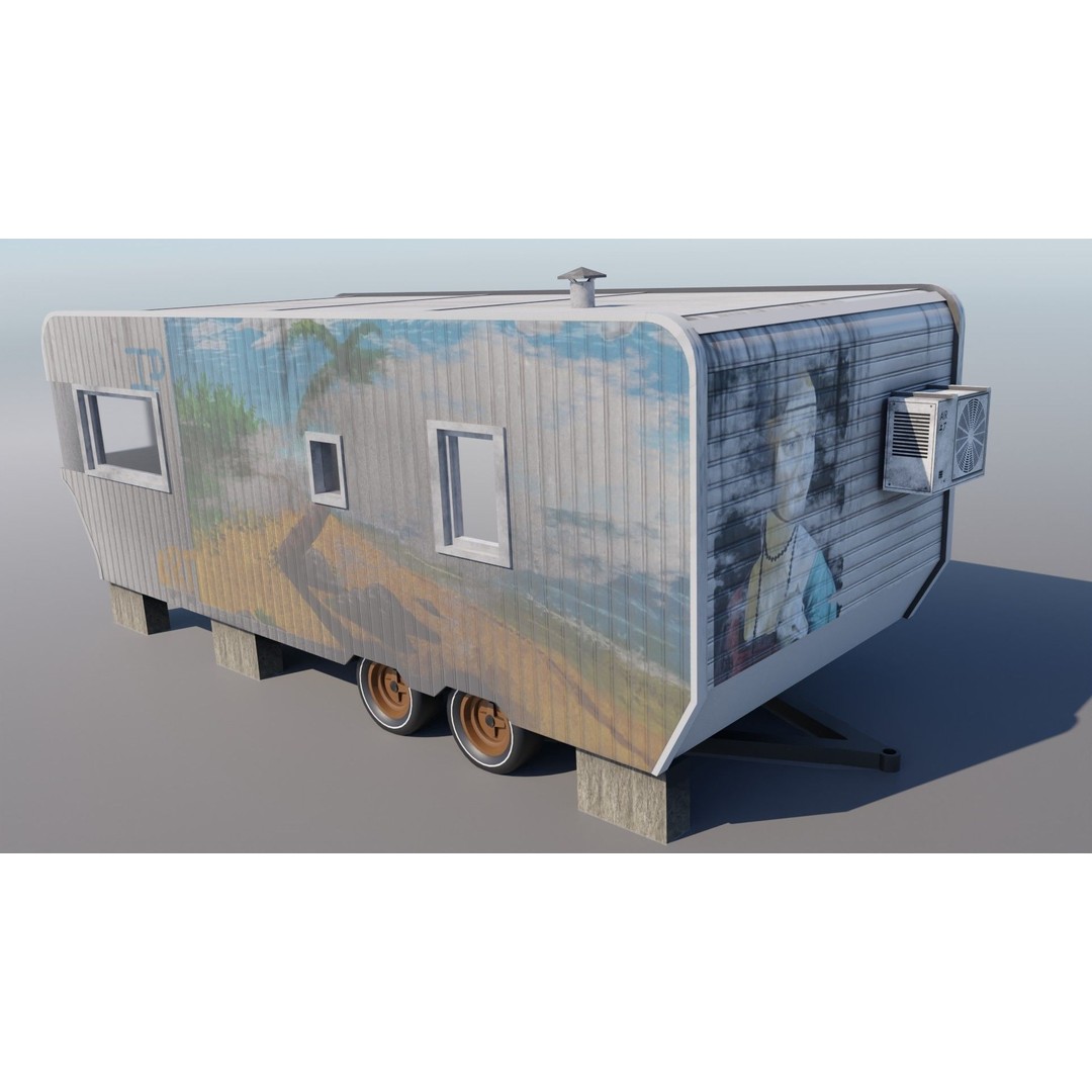 Trailer House 3D Model – Low Poly Game Asset, FBX & Blender - View 10