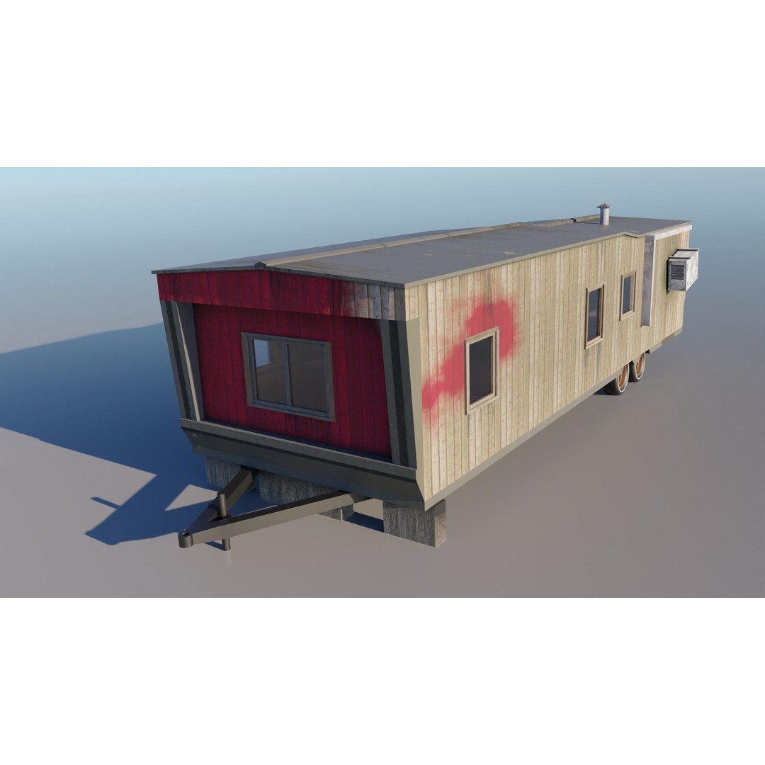 Trailer House 3D Model – Low Poly Game Asset, FBX & Blender - View 12