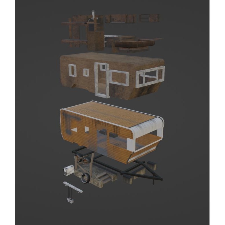 Trailer House 3D Model – Low Poly Game Asset, FBX & Blender - View 15