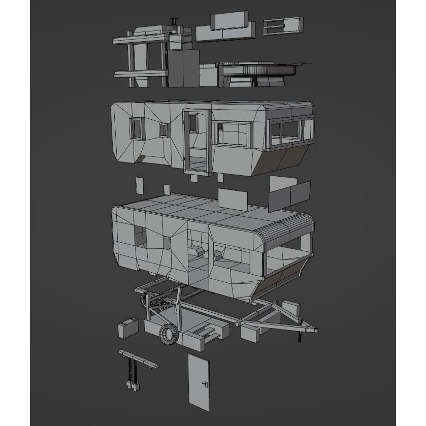 Trailer House 3D Model – Low Poly Game Asset, FBX & Blender - View 16