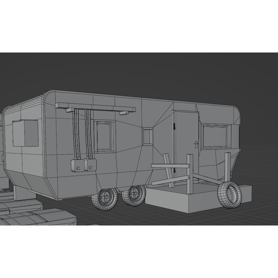 Trailer House 3D Model – Low Poly Game Asset, FBX & Blender - View 17