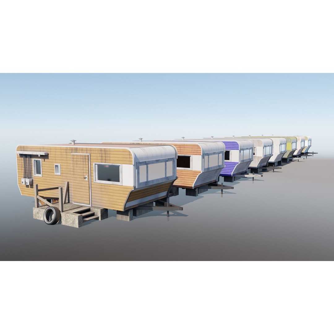 Trailer House 3D Model – Low Poly Game Asset, FBX & Blender - View 3