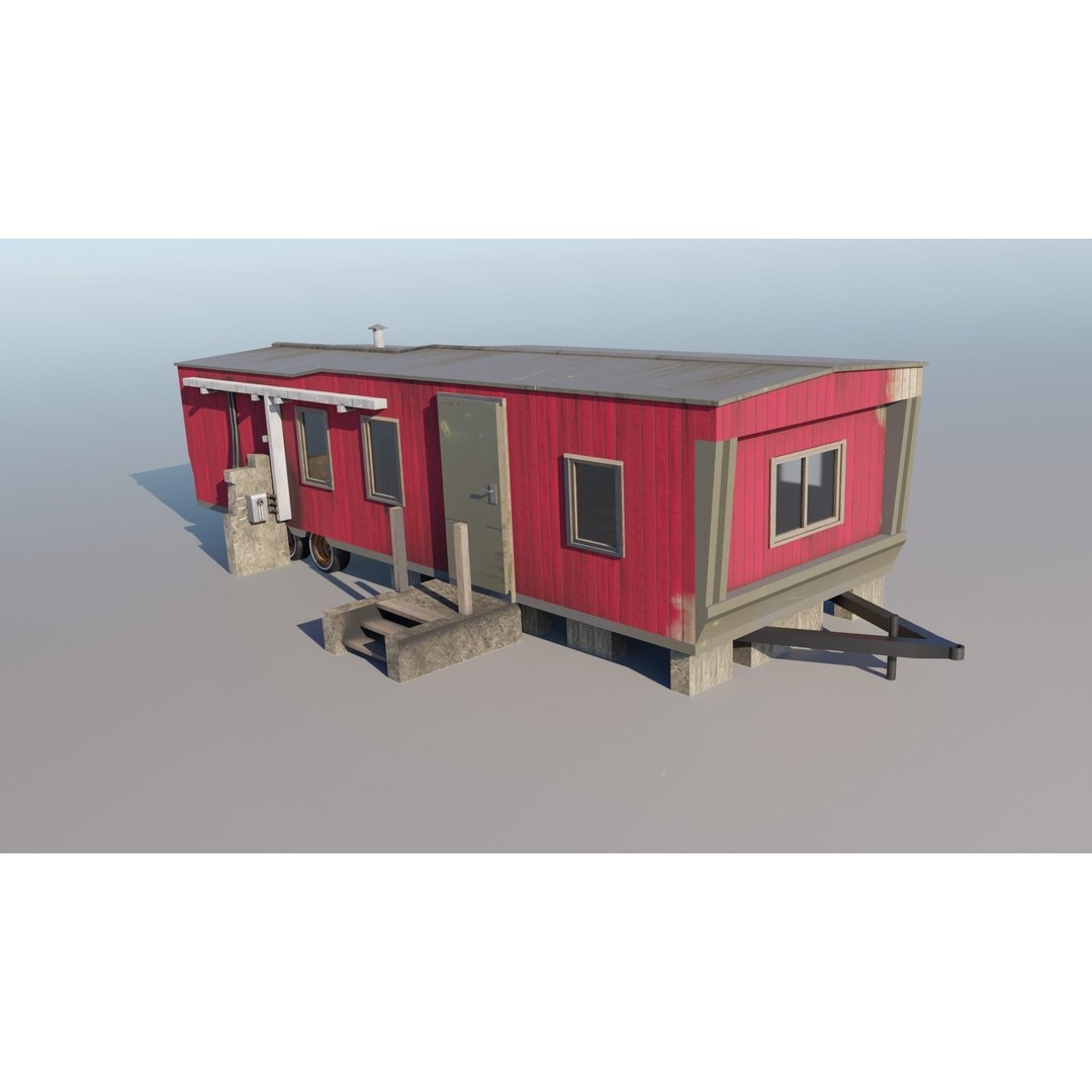Trailer House 3D Model – Low Poly Game Asset, FBX & Blender - View 5