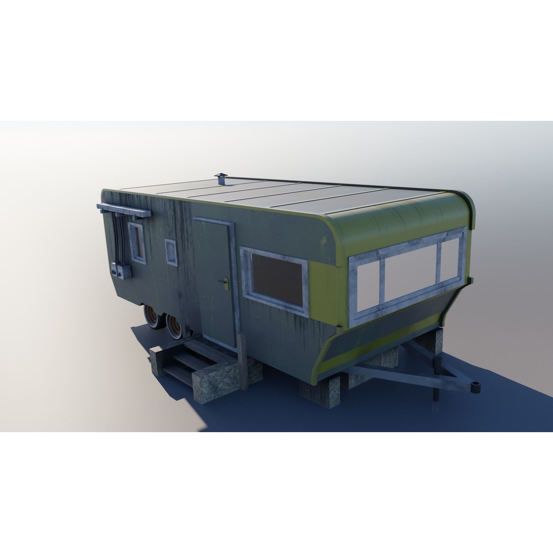Trailer House 3D Model – Low Poly Game Asset, FBX & Blender - View 6