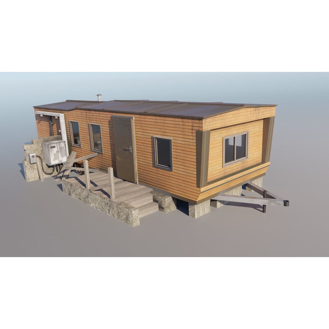 Trailer House 3D Model – Low Poly Game Asset, FBX & Blender - View 7