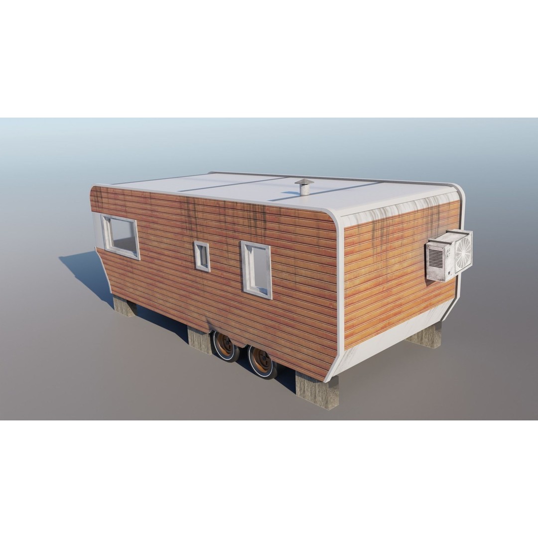 Trailer House 3D Model – Low Poly Game Asset, FBX & Blender - View 8