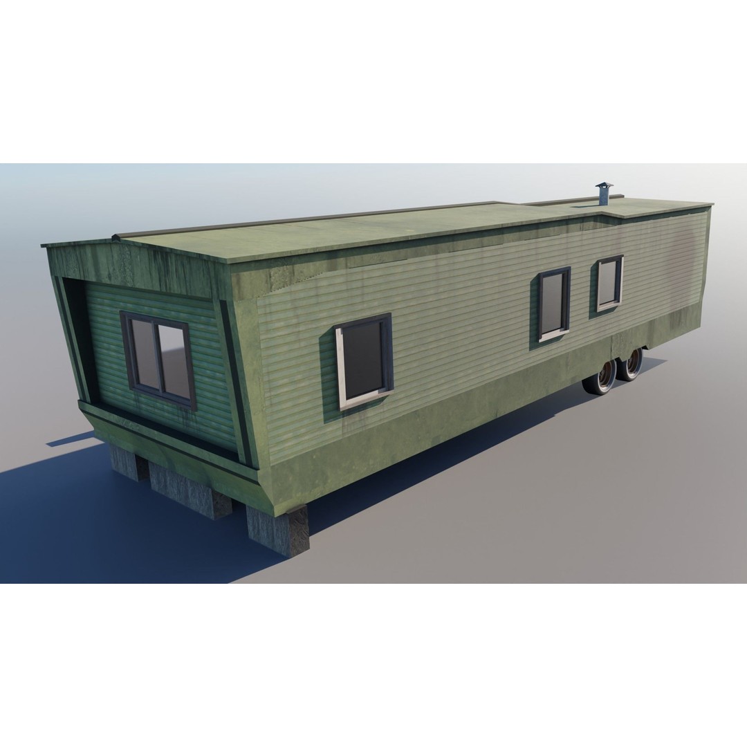 Trailer House 3D Model – Low Poly Game Asset, FBX & Blender - View 9