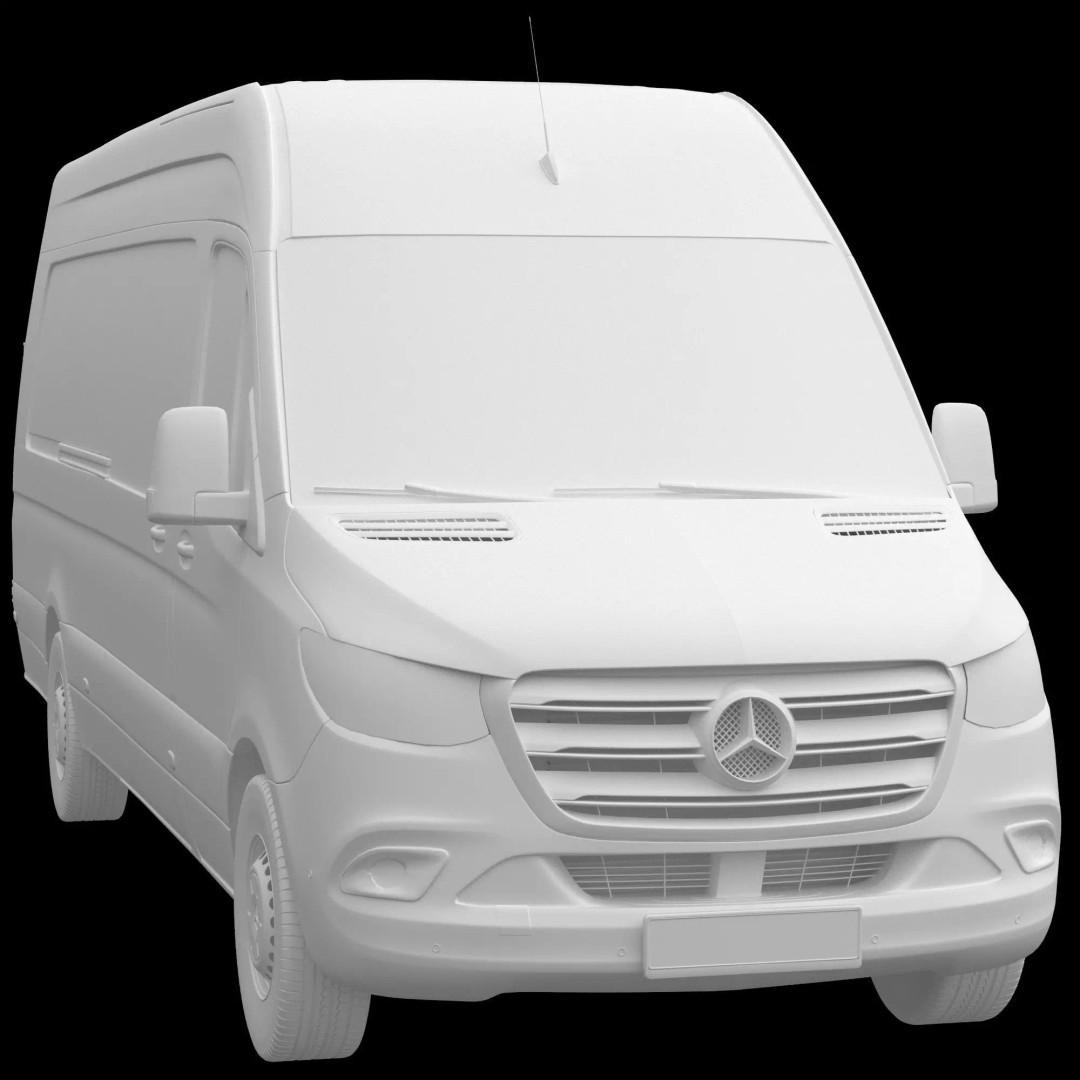 Mercedes Sprinter 3D Model – Detailed Extra Long High Roof Van, FBX - View 15
