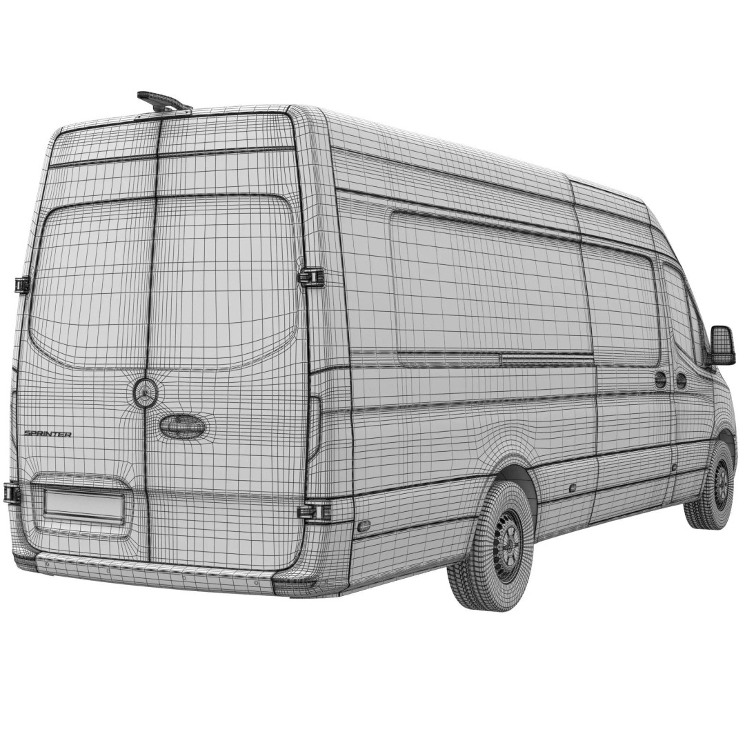 Mercedes Sprinter 3D Model – Detailed Extra Long High Roof Van, FBX - View 17