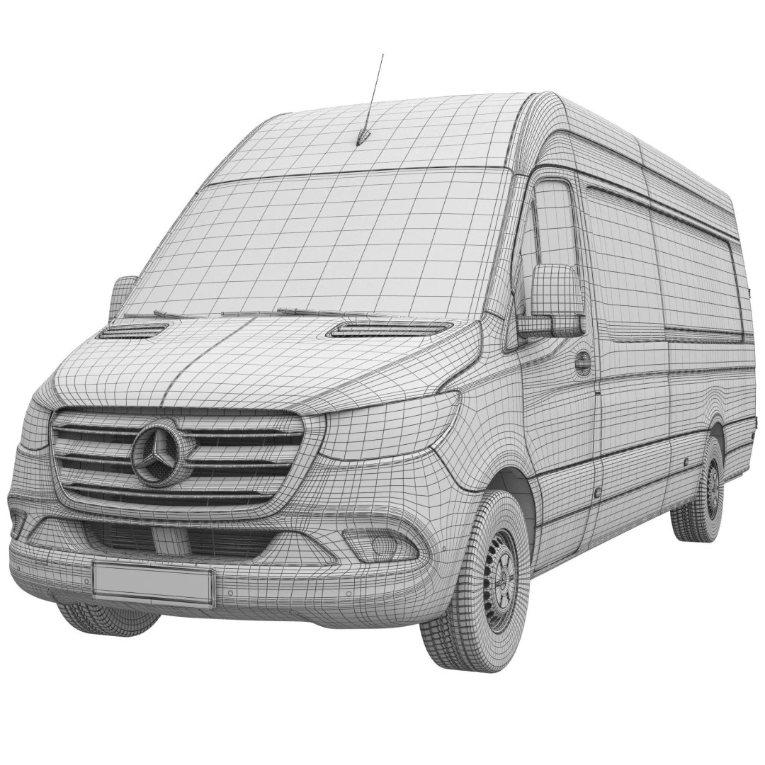 Mercedes Sprinter 3D Model – Detailed Extra Long High Roof Van, FBX - View 18