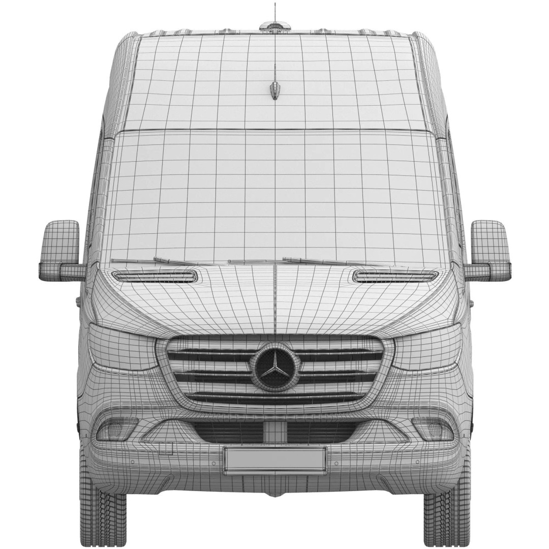 Mercedes Sprinter 3D Model – Detailed Extra Long High Roof Van, FBX - View 19