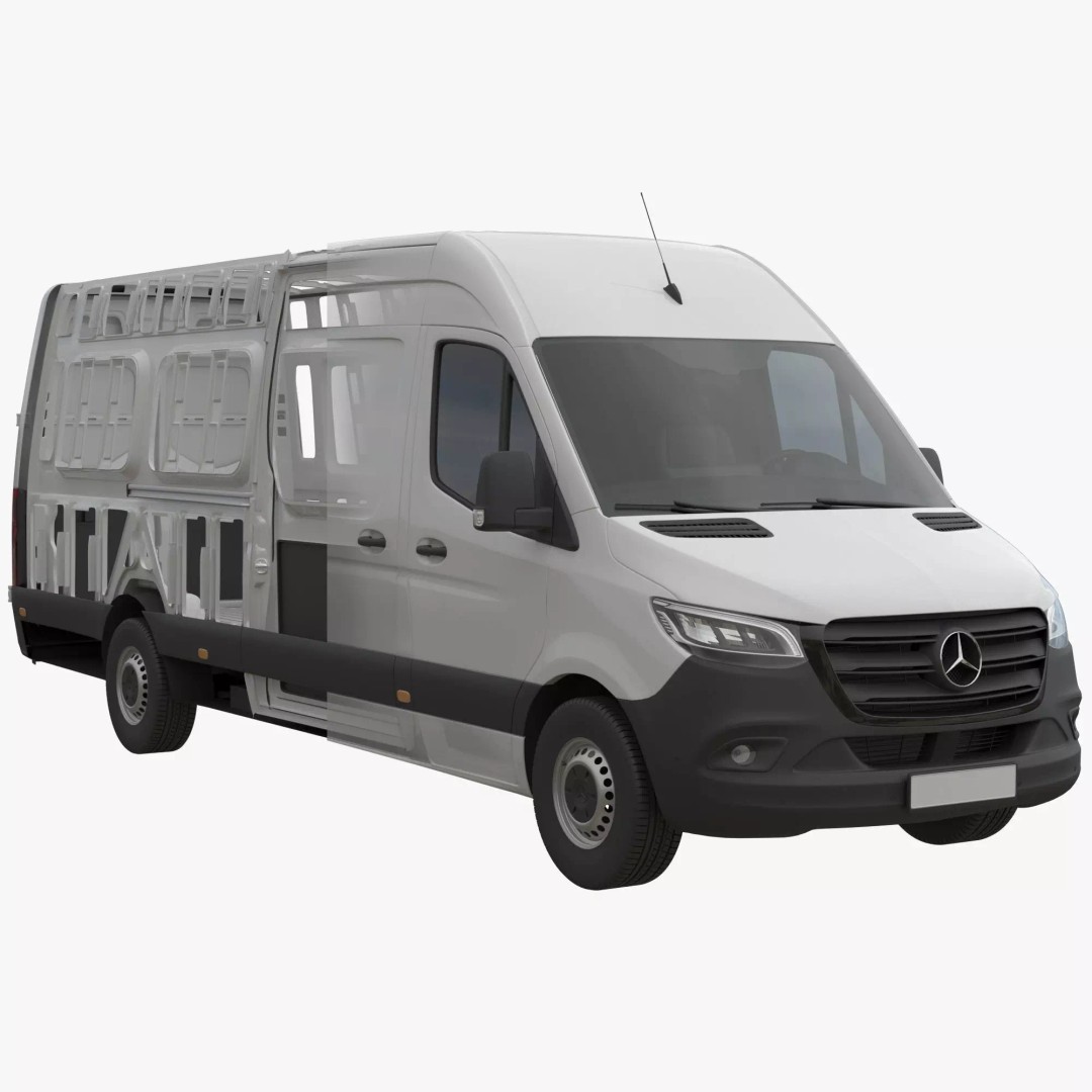 Mercedes Sprinter 3D Model – Detailed Extra Long High Roof Van, FBX - View 2