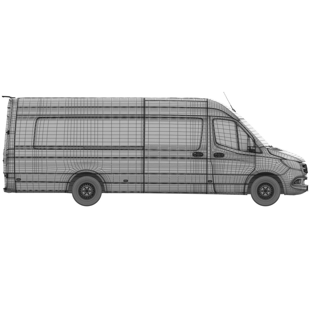 Mercedes Sprinter 3D Model – Detailed Extra Long High Roof Van, FBX - View 21
