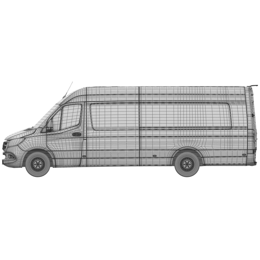 Mercedes Sprinter 3D Model – Detailed Extra Long High Roof Van, FBX - View 22
