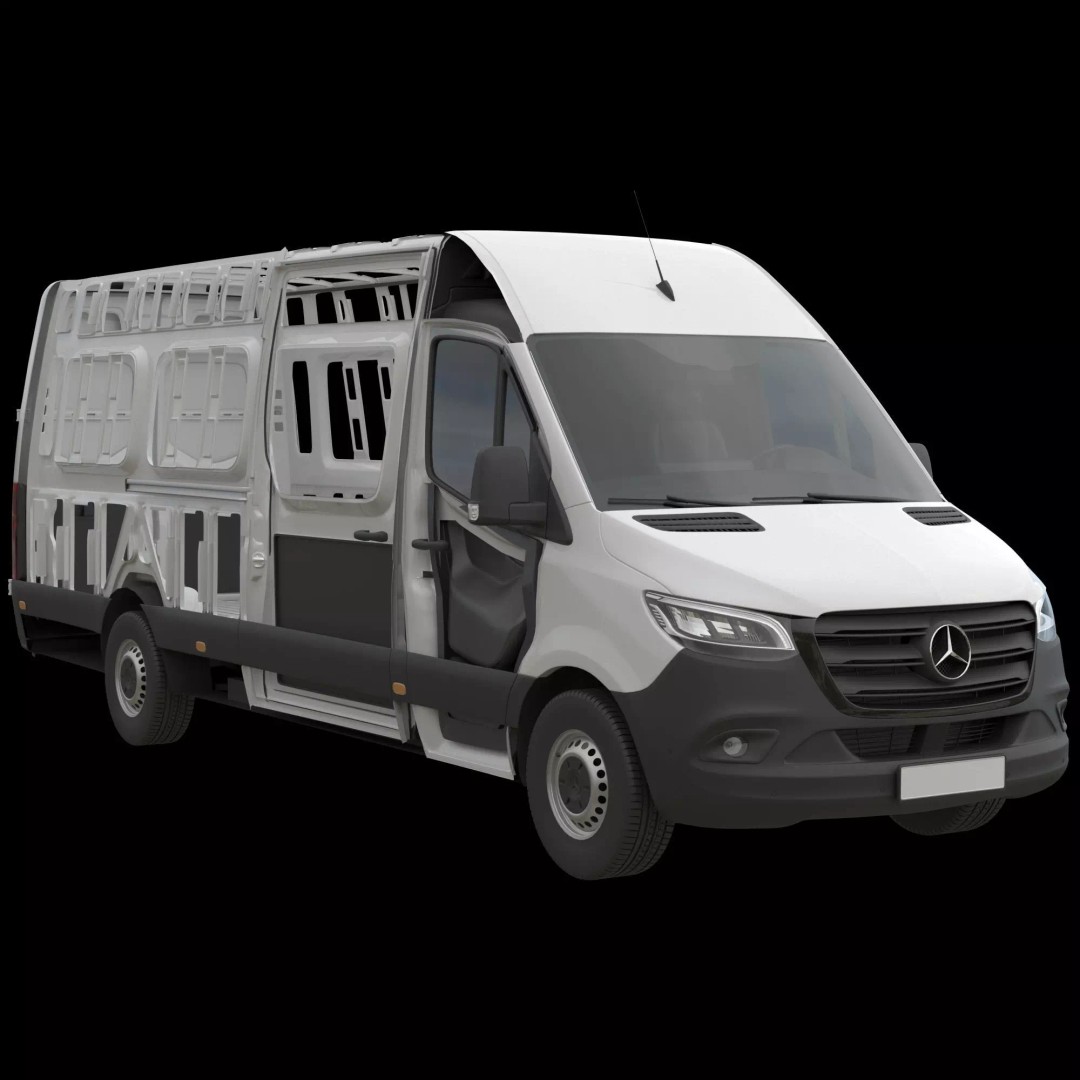 Mercedes Sprinter 3D Model – Detailed Extra Long High Roof Van, FBX - View 27