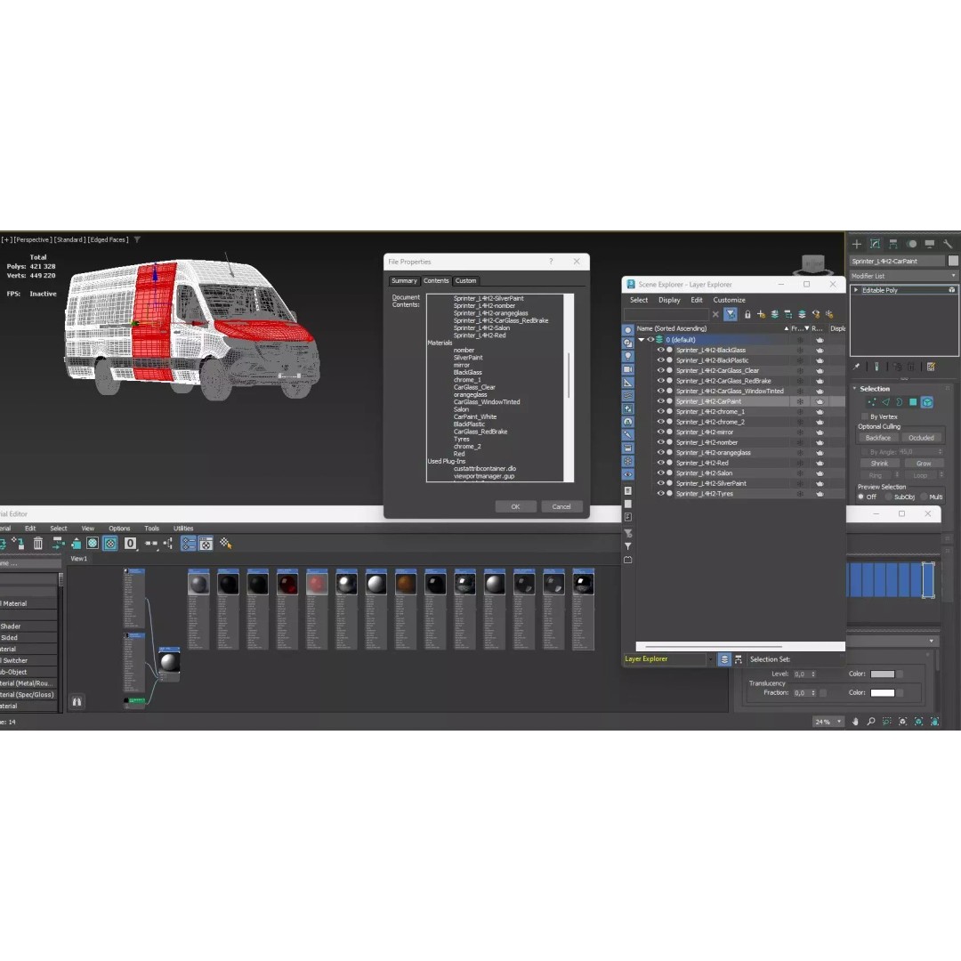 Mercedes Sprinter 3D Model – Detailed Extra Long High Roof Van, FBX - View 32