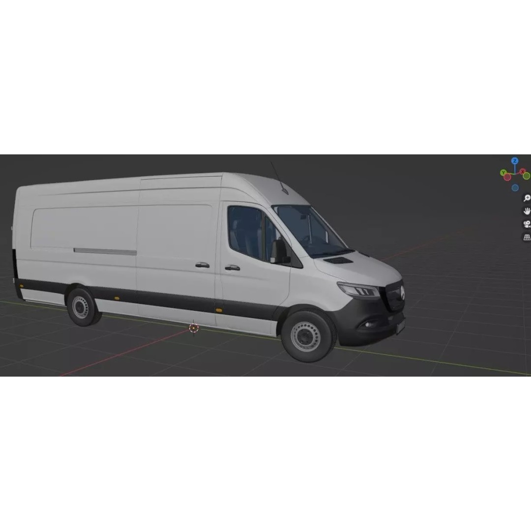 Mercedes Sprinter 3D Model – Detailed Extra Long High Roof Van, FBX - View 33