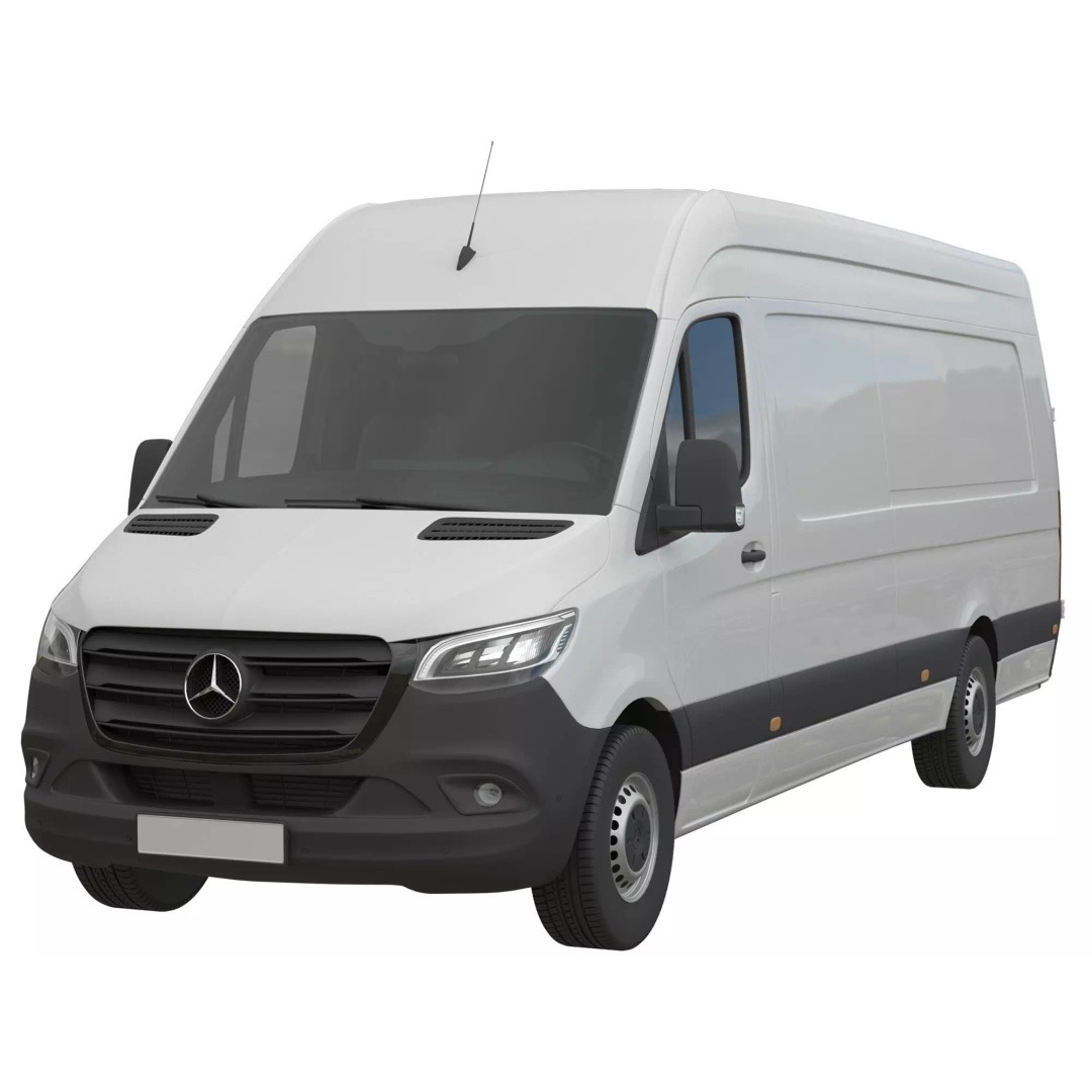 Mercedes Sprinter 3D Model – Detailed Extra Long High Roof Van, FBX - View 4