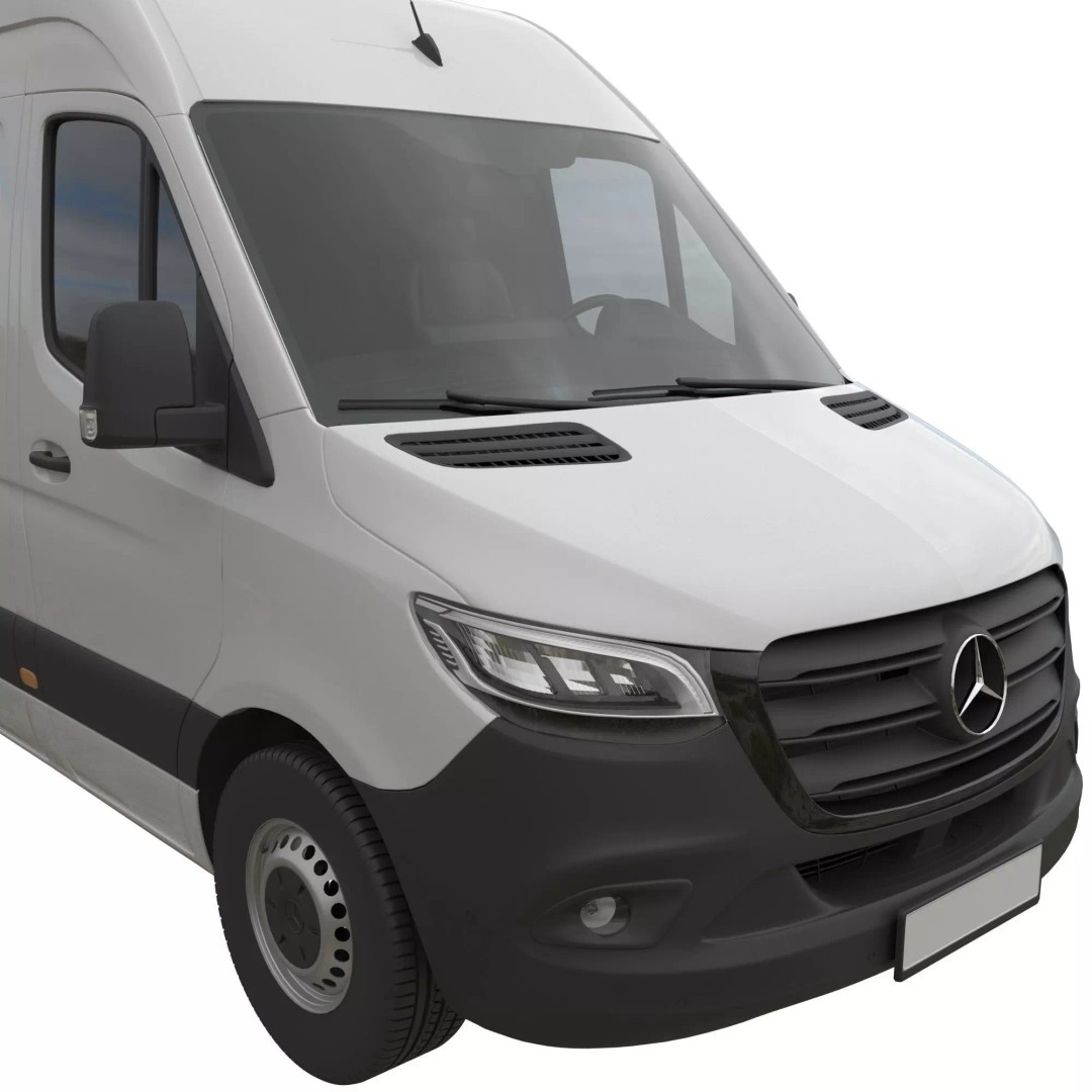 Mercedes Sprinter 3D Model – Detailed Extra Long High Roof Van, FBX - View 8