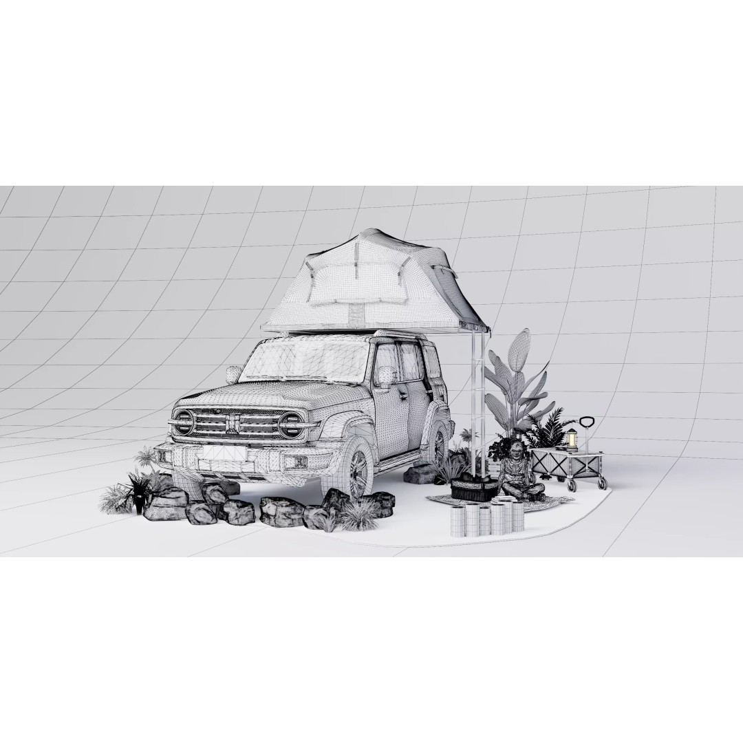Car Tent 3D Model – Foldable Outdoor Shelter, FBX, OBJ - View 12