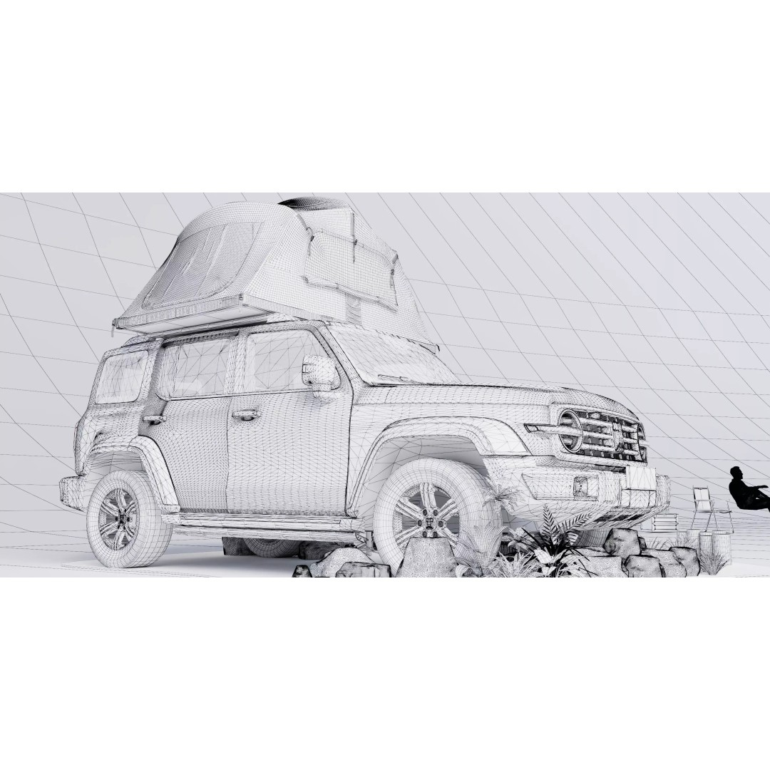 Car Tent 3D Model – Foldable Outdoor Shelter, FBX, OBJ - View 14