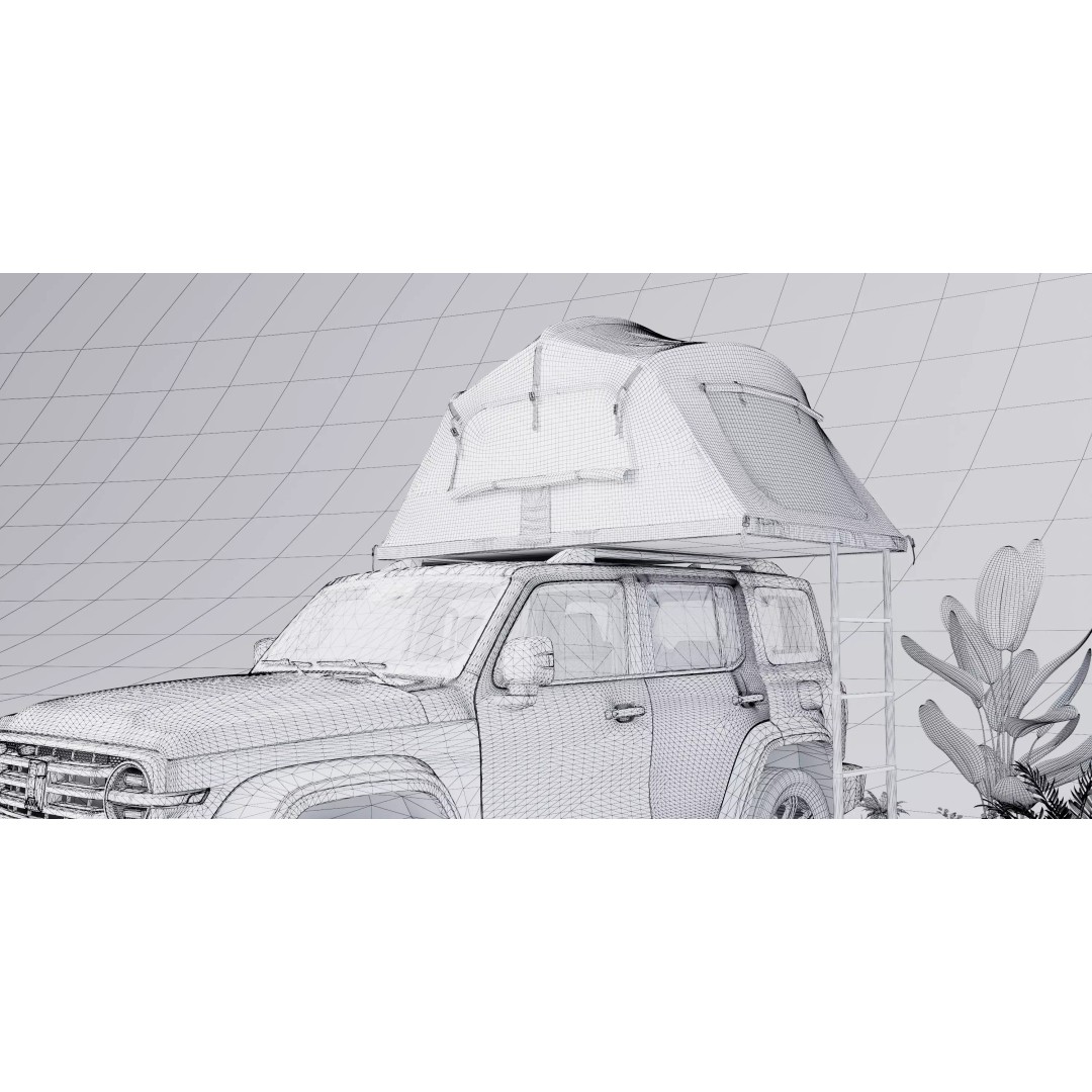 Car Tent 3D Model – Foldable Outdoor Shelter, FBX, OBJ - View 15