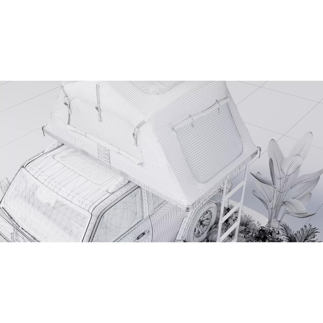 Car Tent 3D Model – Foldable Outdoor Shelter, FBX, OBJ - View 19