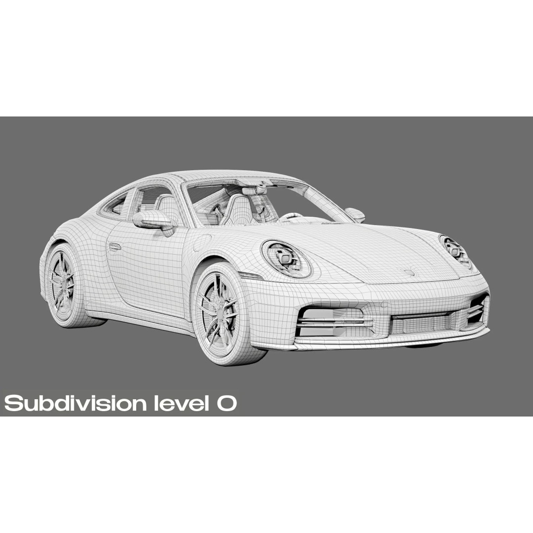 2026 Porsche 911 Carrera 3D Model – High Poly Game Asset, FBX, Blender - View 39