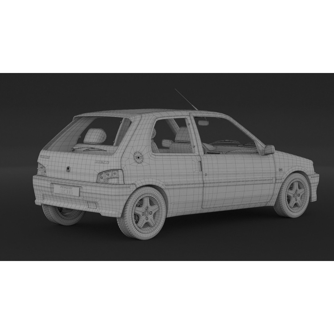 Peugeot 106 XSI 3D Model – High Poly Game Asset, FBX, OBJ - View 10