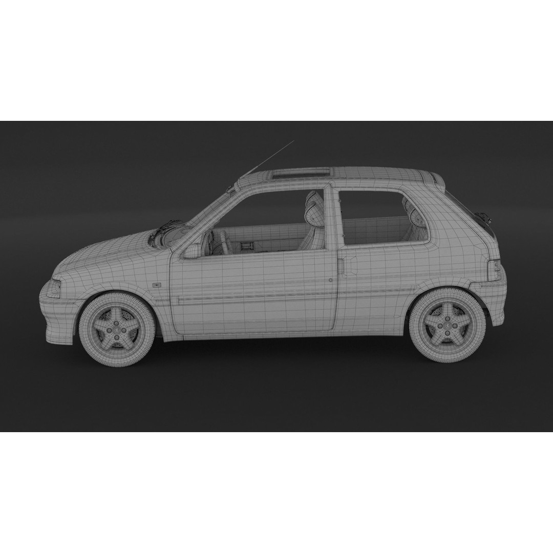 Peugeot 106 XSI 3D Model – High Poly Game Asset, FBX, OBJ - View 11