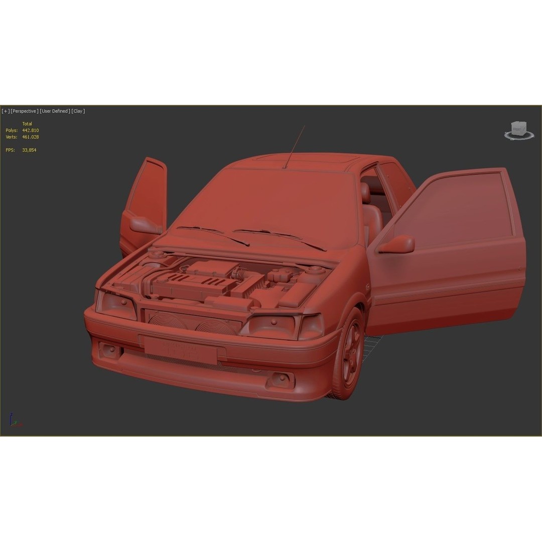 Peugeot 106 XSI 3D Model – High Poly Game Asset, FBX, OBJ - View 13