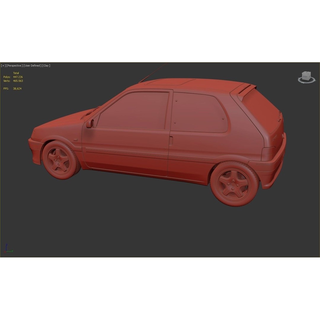 Peugeot 106 XSI 3D Model – High Poly Game Asset, FBX, OBJ - View 16