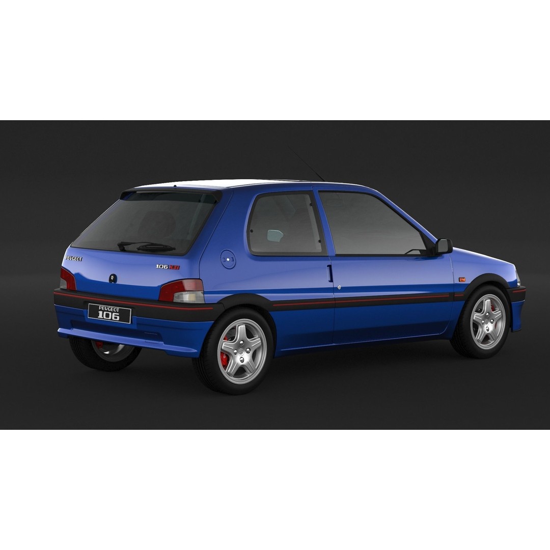 Peugeot 106 XSI 3D Model – High Poly Game Asset, FBX, OBJ - View 3