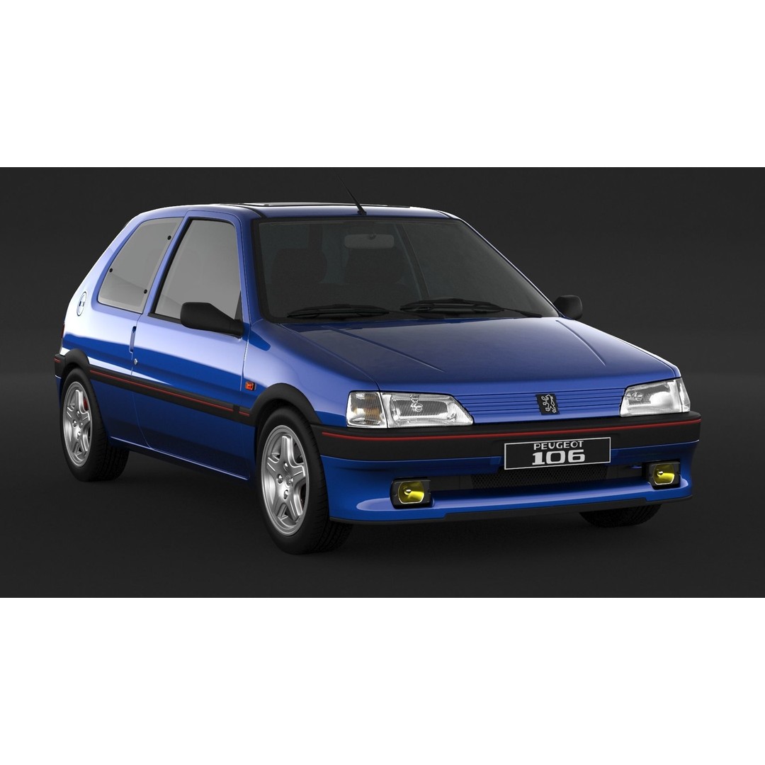 Peugeot 106 XSI 3D Model – High Poly Game Asset, FBX, OBJ - View 4