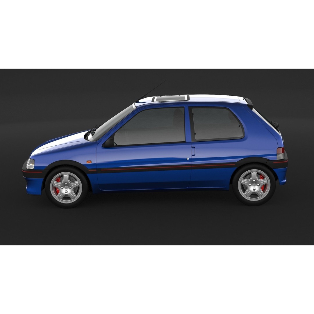 Peugeot 106 XSI 3D Model – High Poly Game Asset, FBX, OBJ - View 6