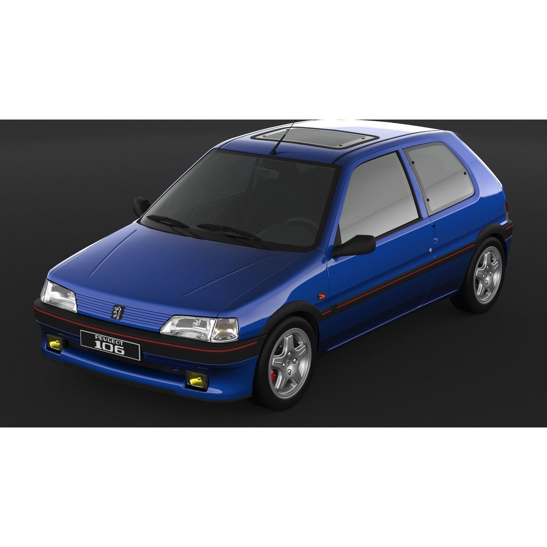 Peugeot 106 XSI 3D Model – High Poly Game Asset, FBX, OBJ - View 7