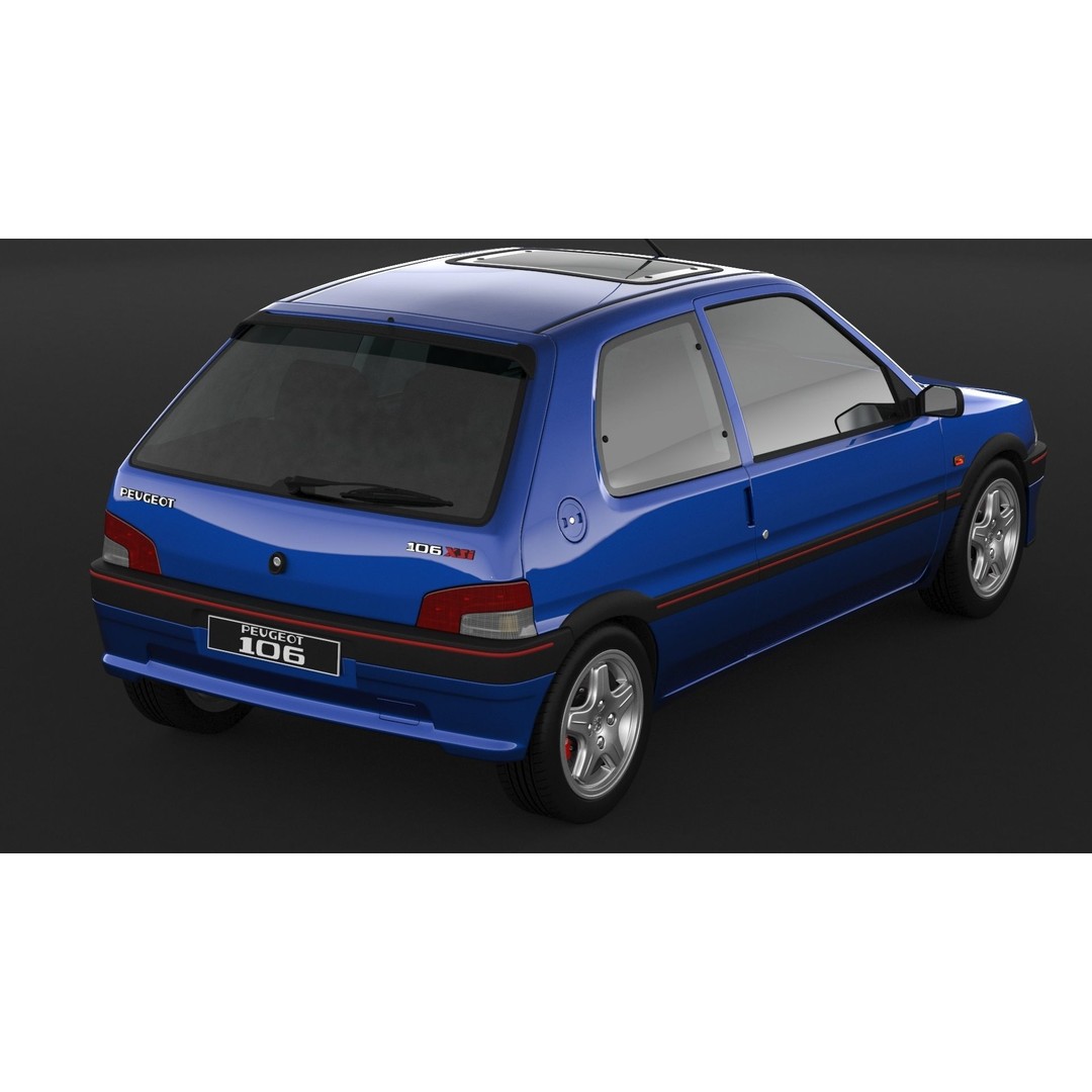 Peugeot 106 XSI 3D Model – High Poly Game Asset, FBX, OBJ - View 8