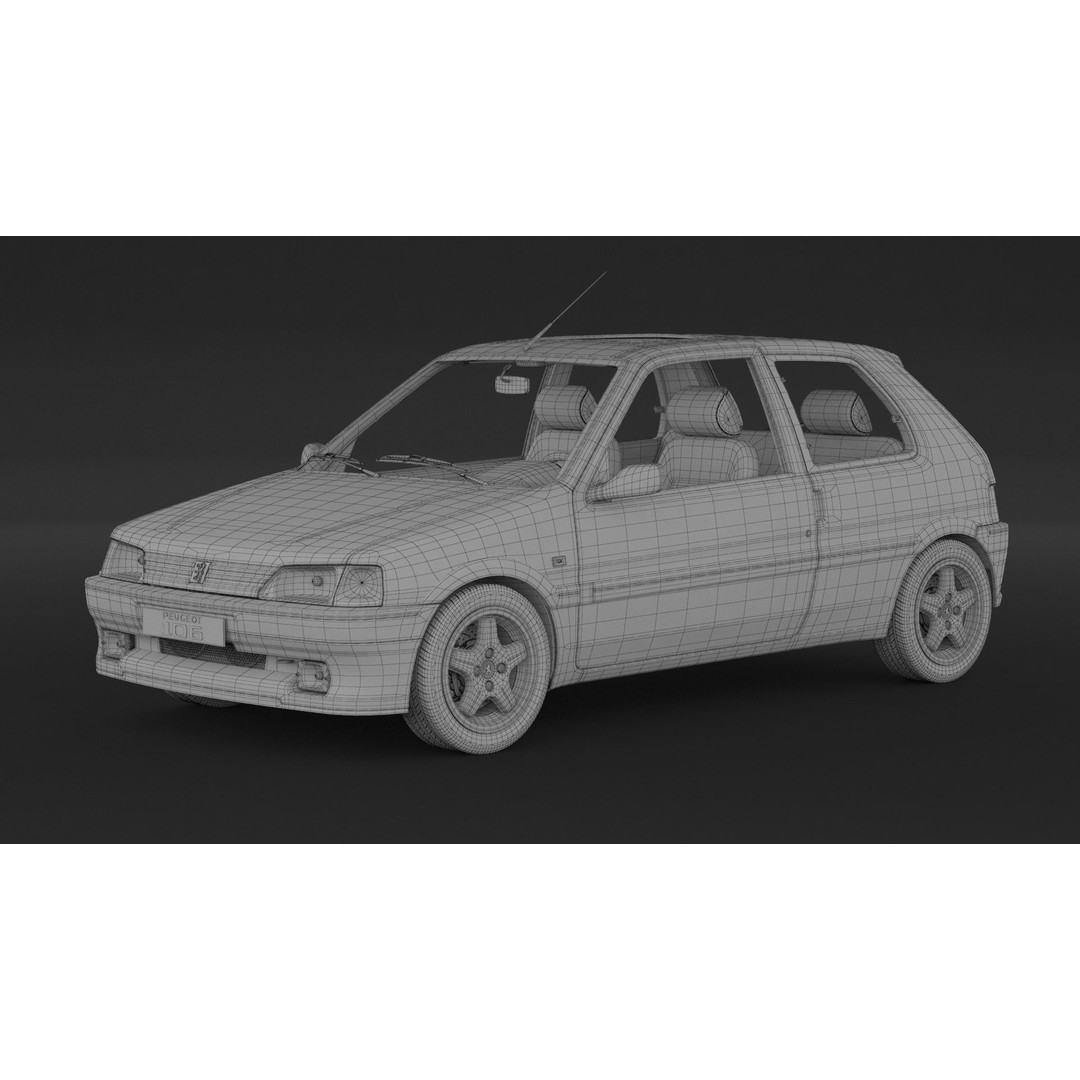 Peugeot 106 XSI 3D Model – High Poly Game Asset, FBX, OBJ - View 9