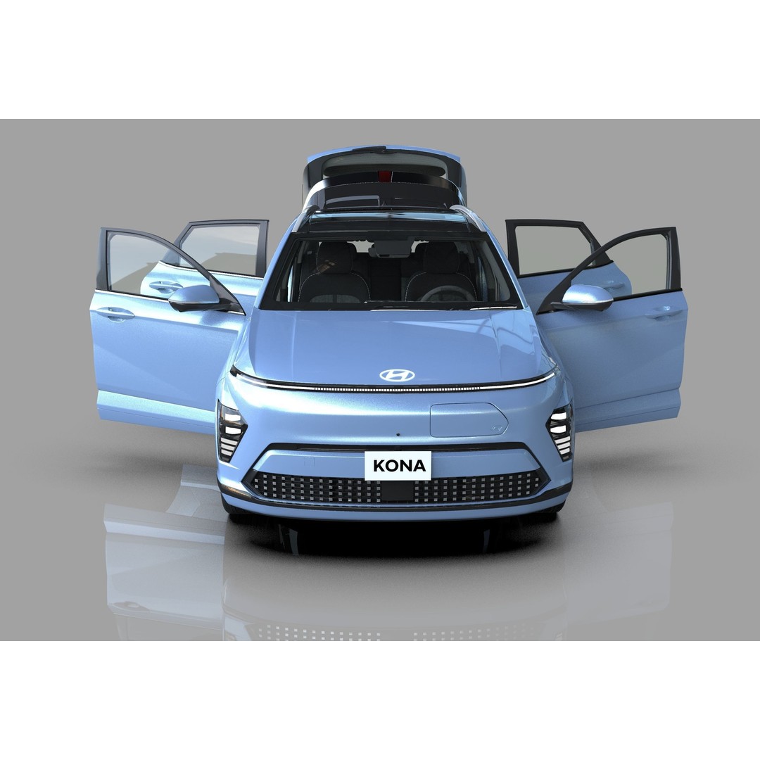Hyundai Kona EV 2024 3D Model – High Poly Interior, FBX, OBJ - View 11