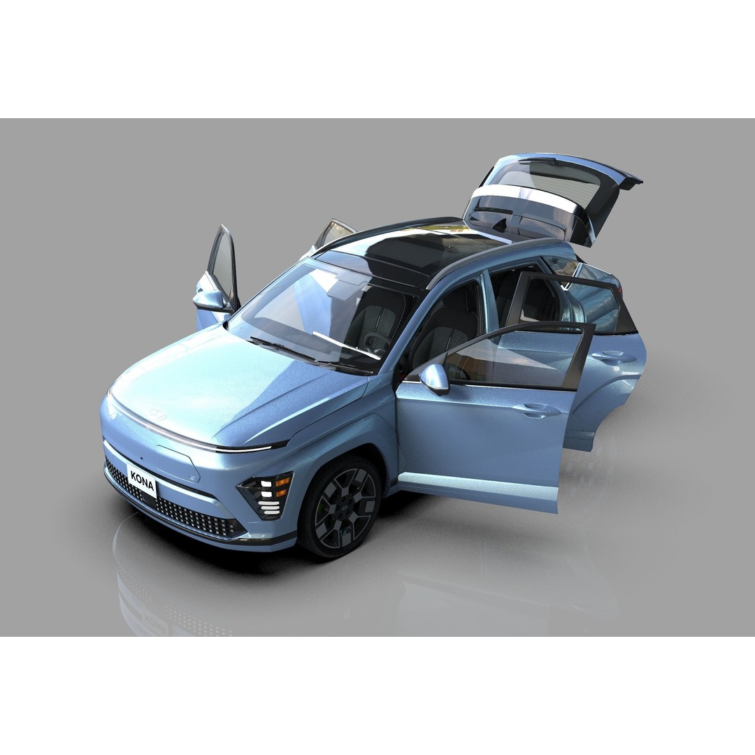 Hyundai Kona EV 2024 3D Model – High Poly Interior, FBX, OBJ - View 12