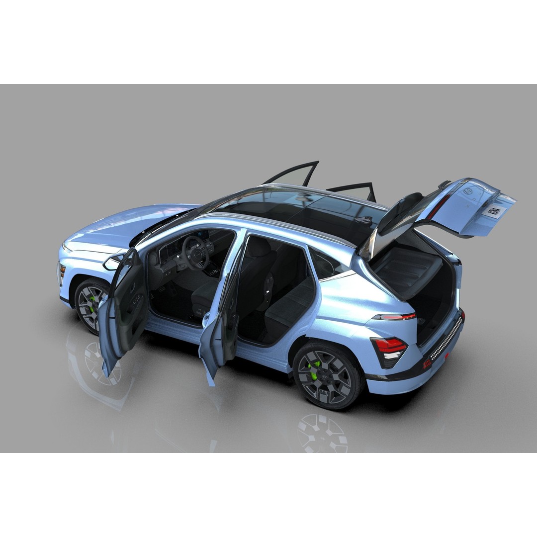Hyundai Kona EV 2024 3D Model – High Poly Interior, FBX, OBJ - View 13