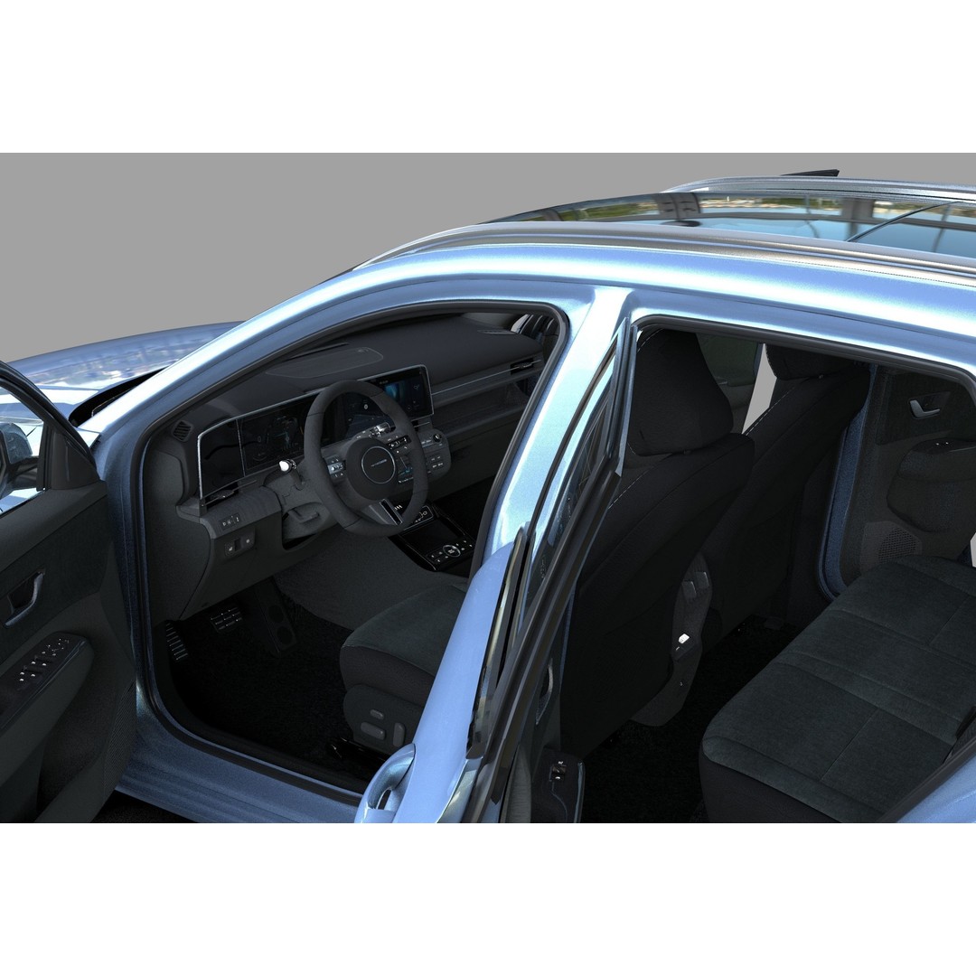 Hyundai Kona EV 2024 3D Model – High Poly Interior, FBX, OBJ - View 14