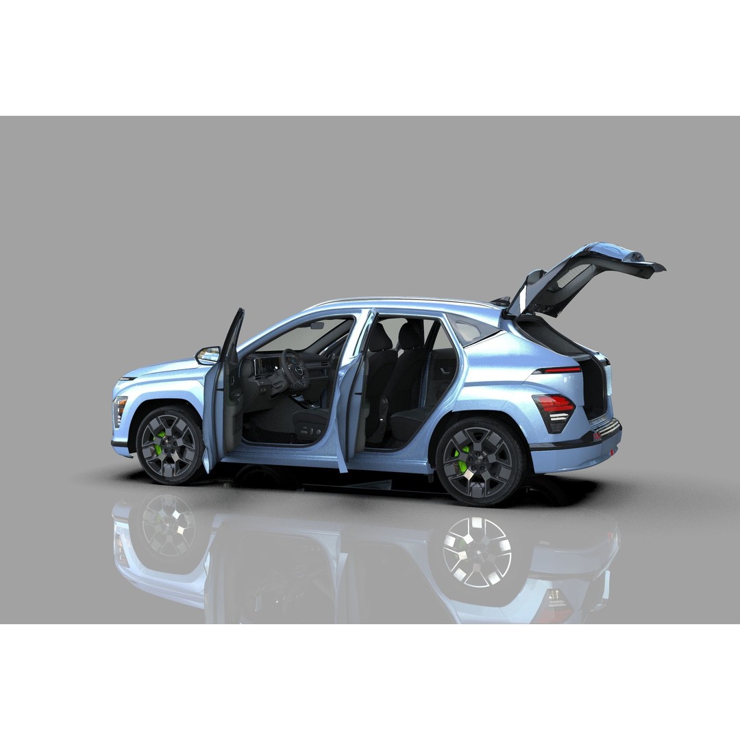 Hyundai Kona EV 2024 3D Model – High Poly Interior, FBX, OBJ - View 15