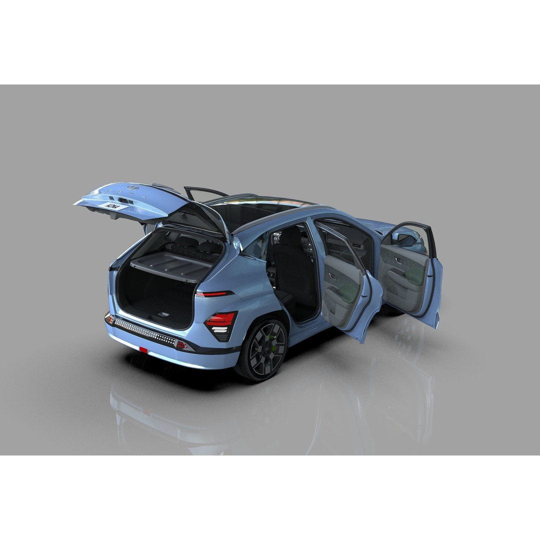 Hyundai Kona EV 2024 3D Model – High Poly Interior, FBX, OBJ - View 16